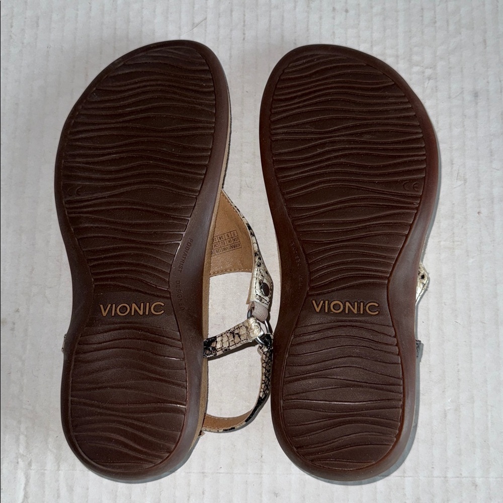 Vionic Kirra Snakeskin Print T Strap Back Strap Sandals - Picture 11 of 12